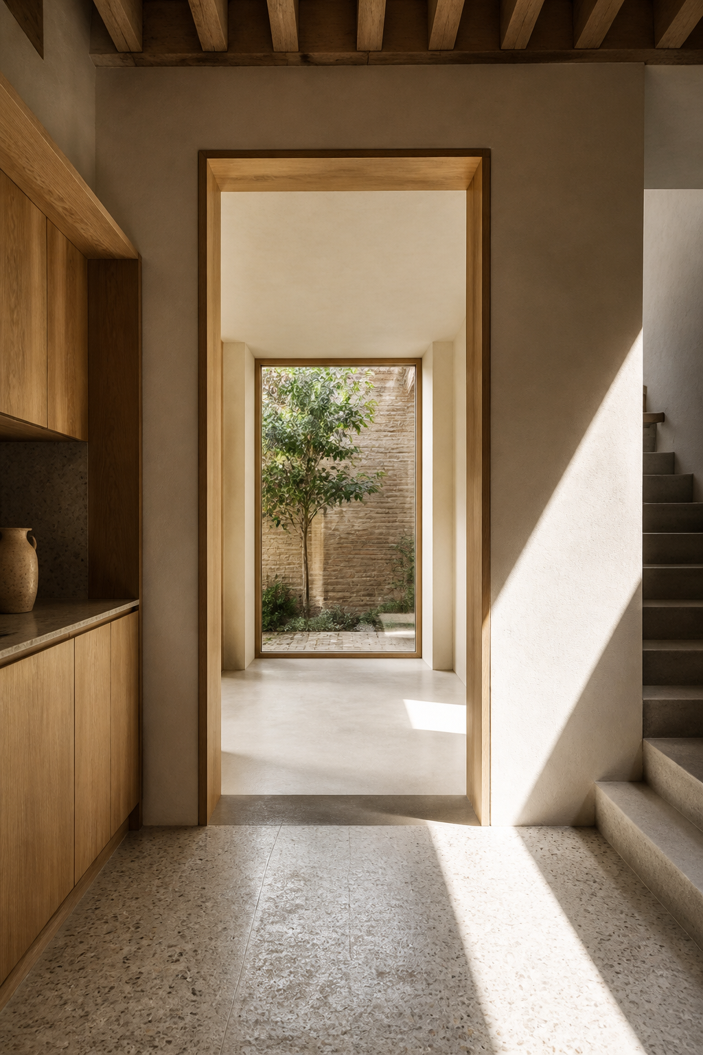 Intérieur rénové traversé par la lumière